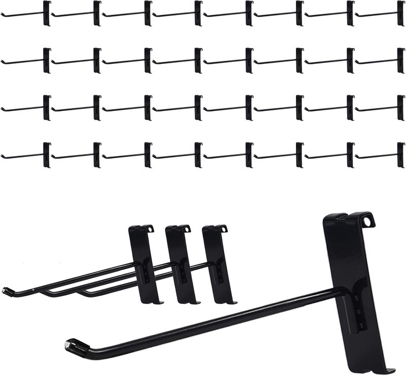 NEESEEYEE Gridwall Hooks 6 Inch, 32PC Heavy Duty Black Display Hooks for Grid Wall Panels, Grid Wall Accessory for Retail Store, Home Stroage, Garage, Trade Show - Image 1